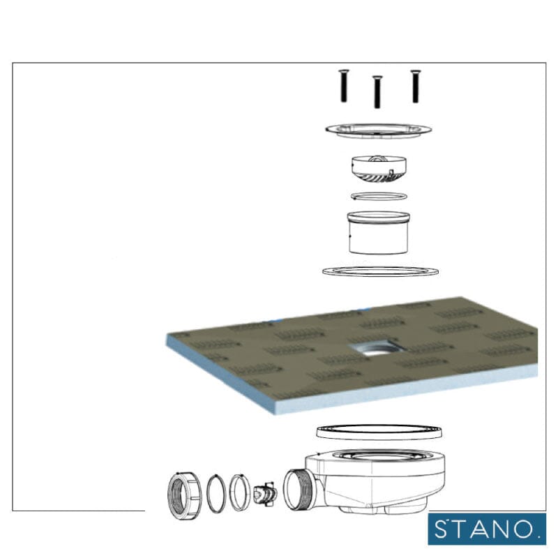 Desagüe horizontal sin tapa Ø90 DONA para platos de ducha