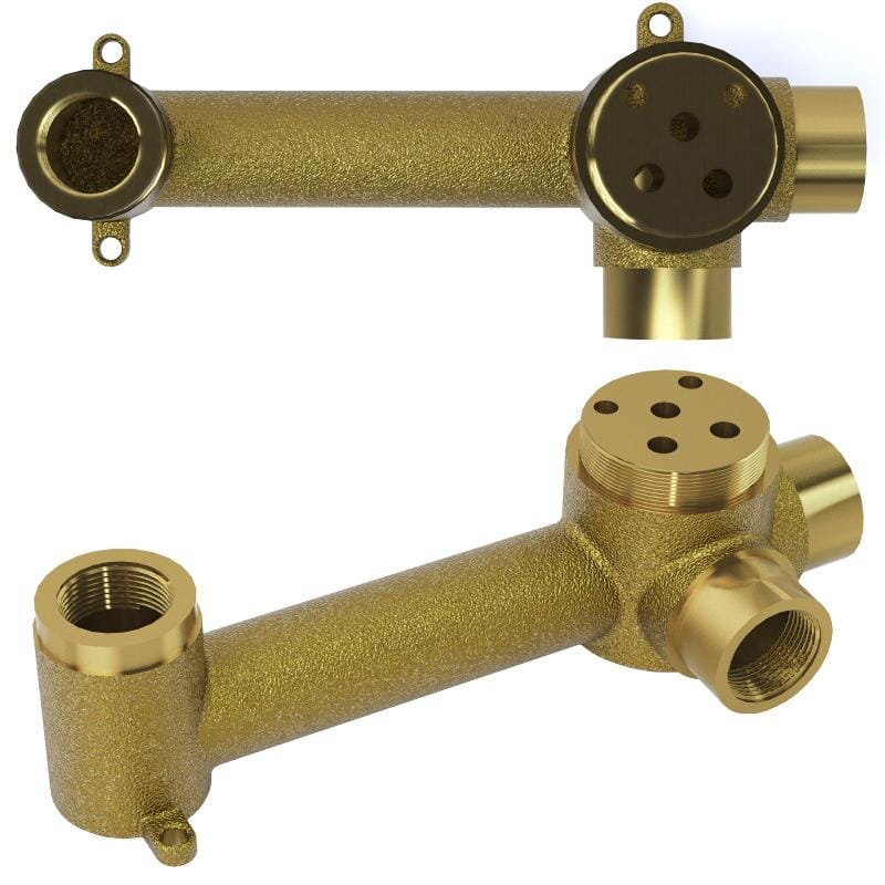 Grifo lavabo oro mate cepillado empotrado redondo monomando caño fino de 15cm y fijo serie Deva