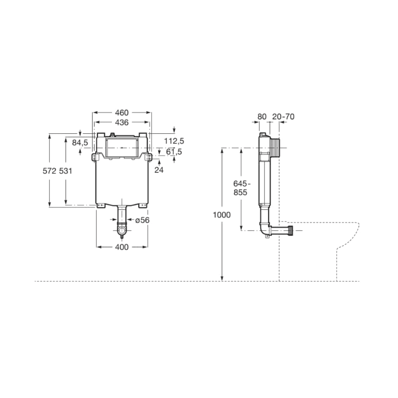 ROCA Basic Tank One Compact WALL-IN