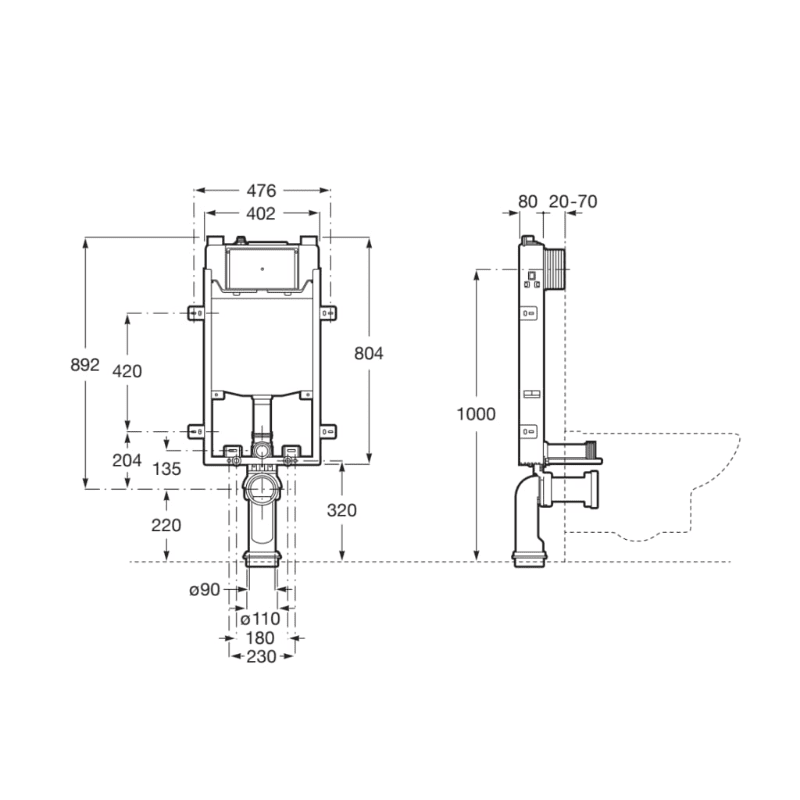 ROCA Basic WC One Compact WALL-IN