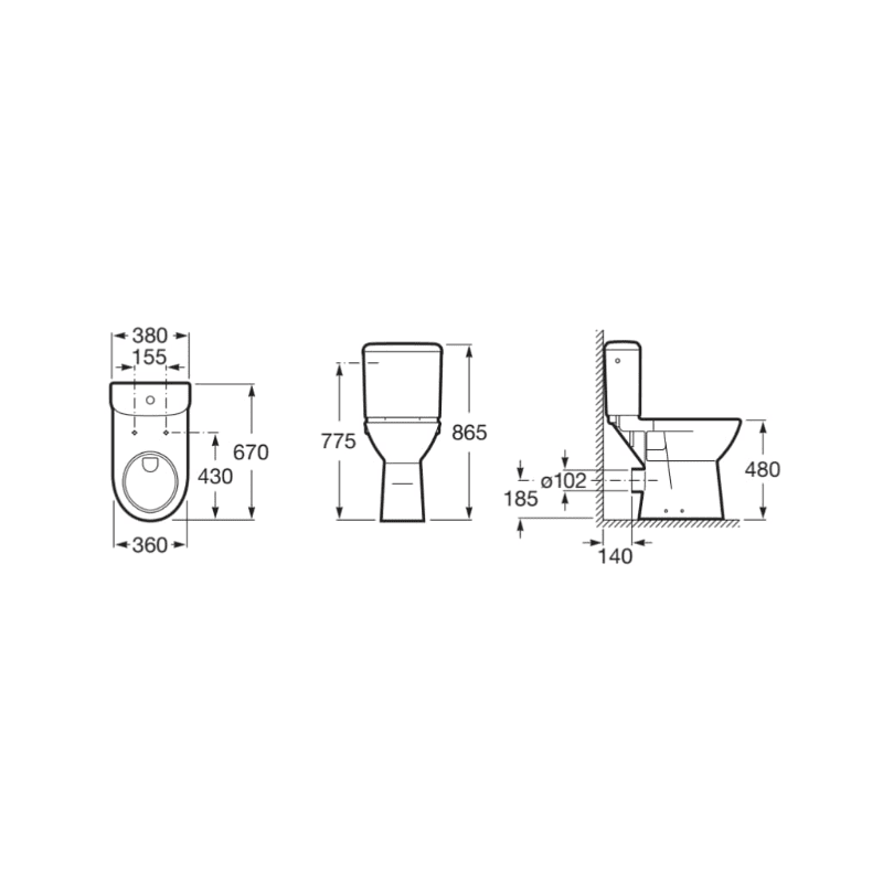 ROCA Taza con salida horizontal para tanque bajo ACCESS