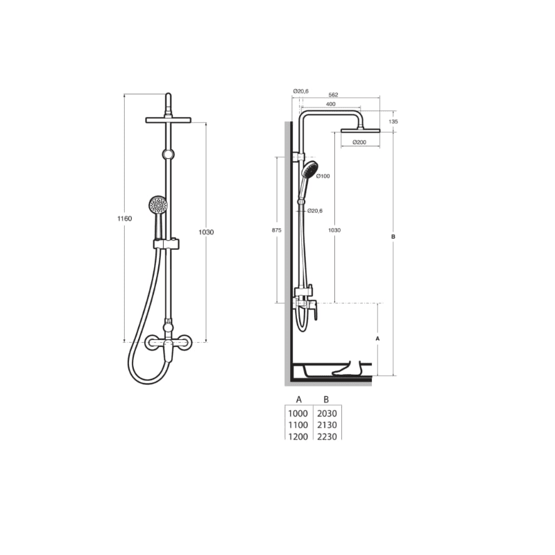 ROCA M-Basic - Columna de ducha monomando con altura fija VICTORIA