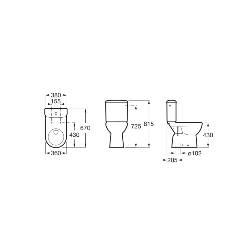 ROCA Taza con salida vertical para tanque bajo ACCESS