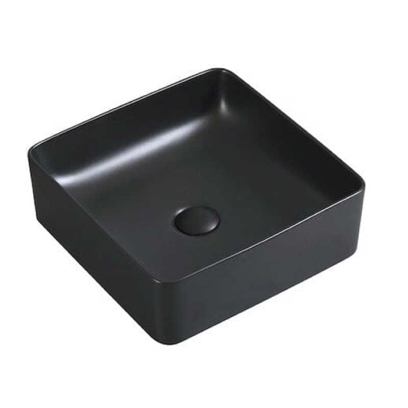 Lavabo negro mate sobre encimera cerámico RIVA 36,5 cm - Entorno baño