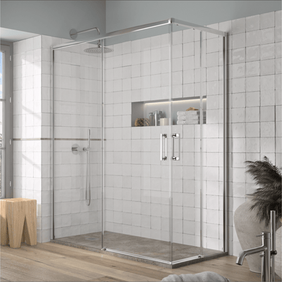 Mampara de ducha con una puerta corredera y un fijo RH1264 - Mamparas de  ducha a medida