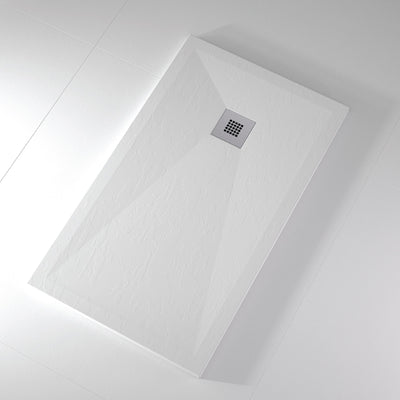 Plato De Ducha 160x70 Diseño Moderno En Resina Blanca Efecto Pizarra - Sommo